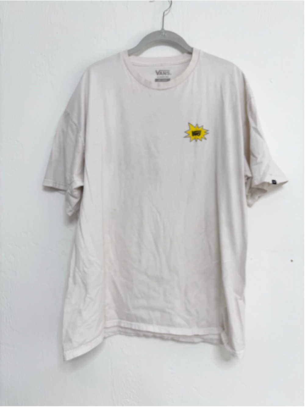 Men's Vans Wizard Graphic Short Sleeve Tee - White/Yellow - Size XXL distressed